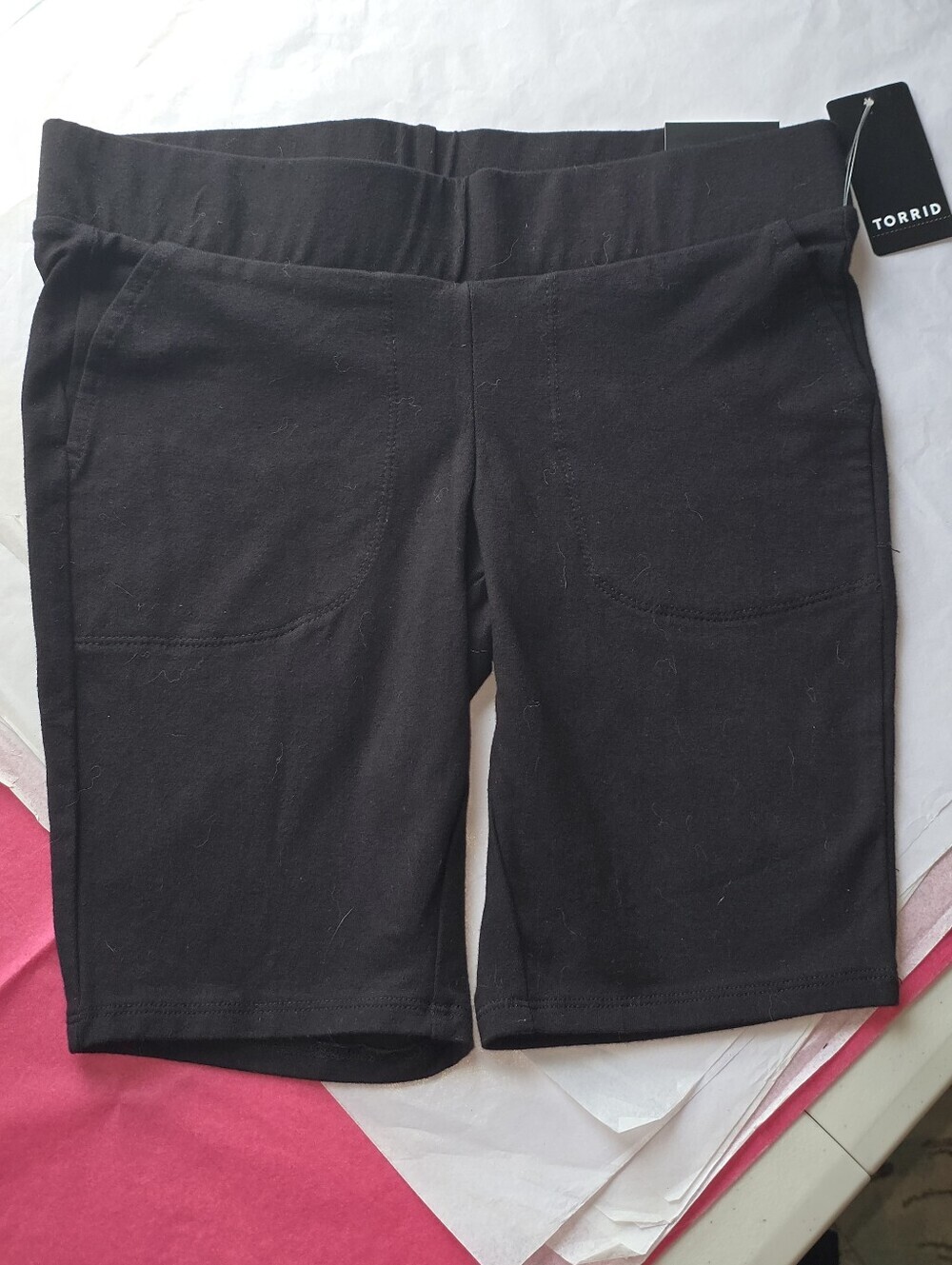 Torrid Black Knit Bike Workout 9" Shorts with Pockets Medium